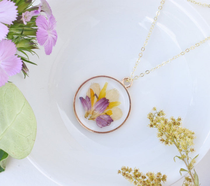 funeral flower dried necklace