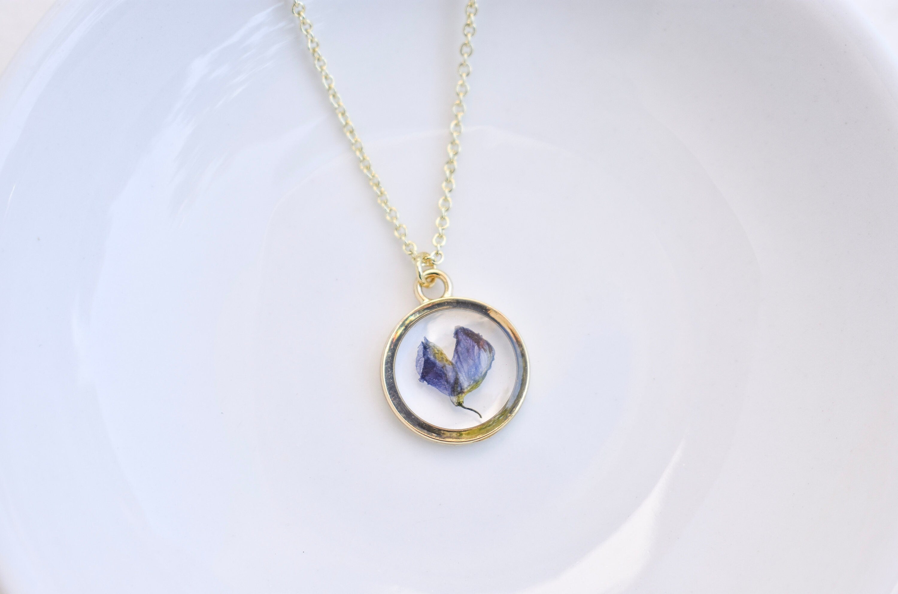 Handmade Lupine Flower Resin Necklace: Symbol of Healing & Strength, Wildflower Jewelry