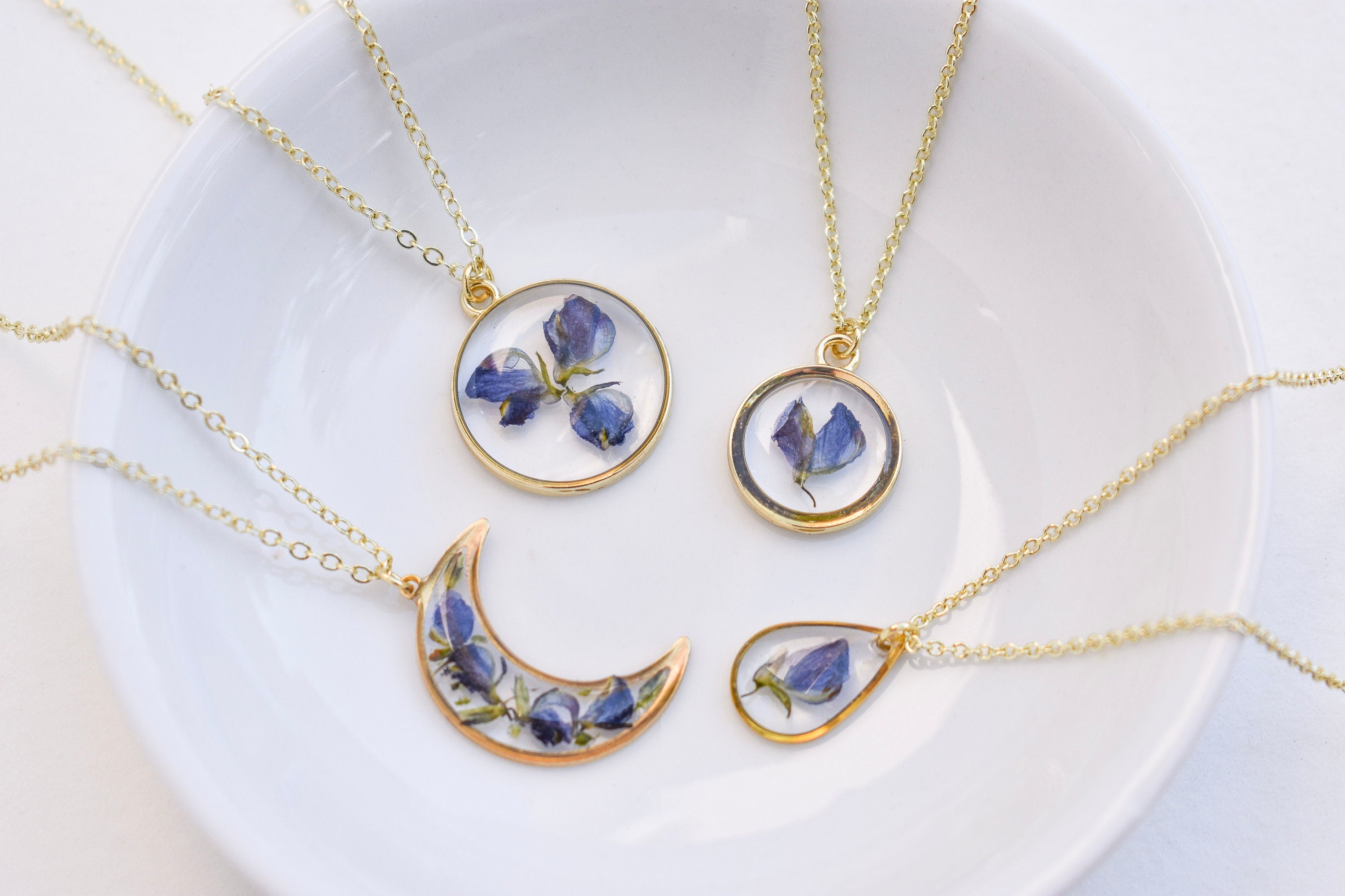 Handmade Lupine Flower Resin Necklace: Symbol of Healing & Strength, Wildflower Jewelry