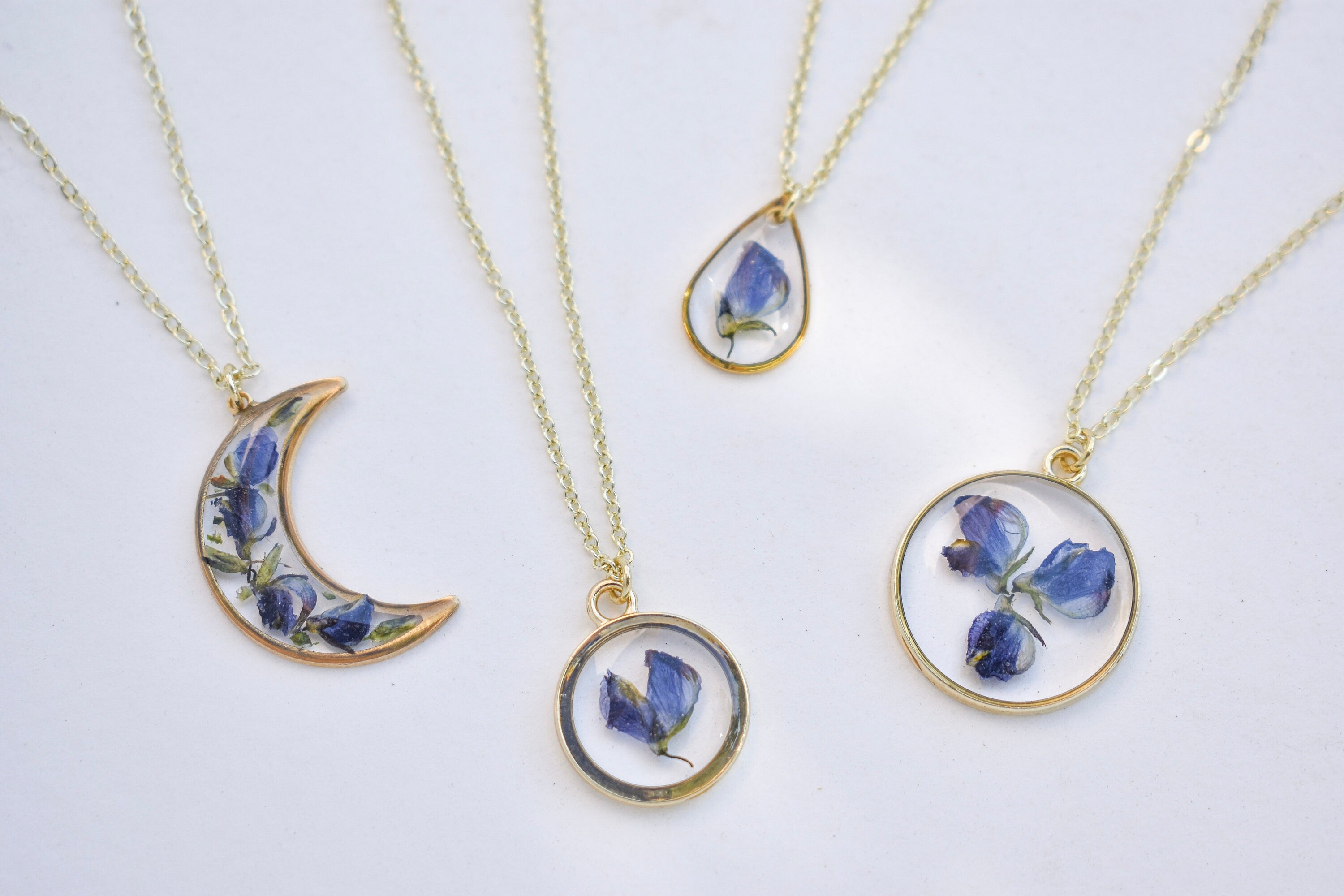 Handmade Lupine Flower Resin Necklace: Symbol of Healing & Strength, Wildflower Jewelry