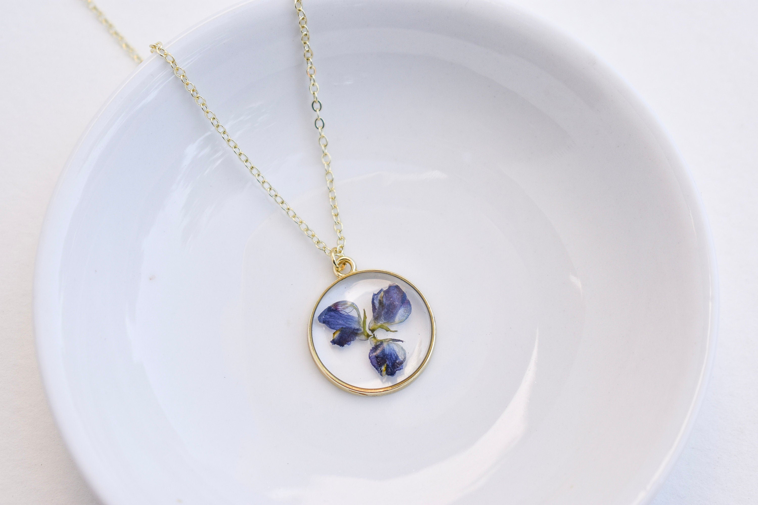 Handmade Lupine Flower Resin Necklace: Symbol of Healing & Strength, Wildflower Jewelry
