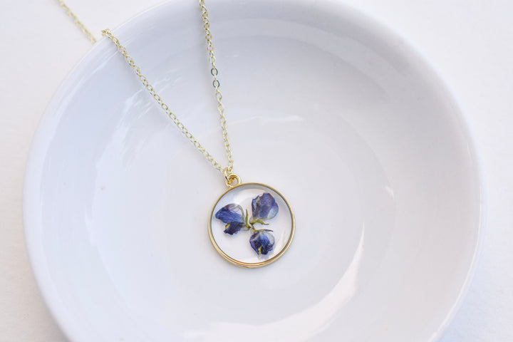 Handmade Lupine Flower Resin Necklace: Symbol of Healing & Strength, Wildflower Jewelry