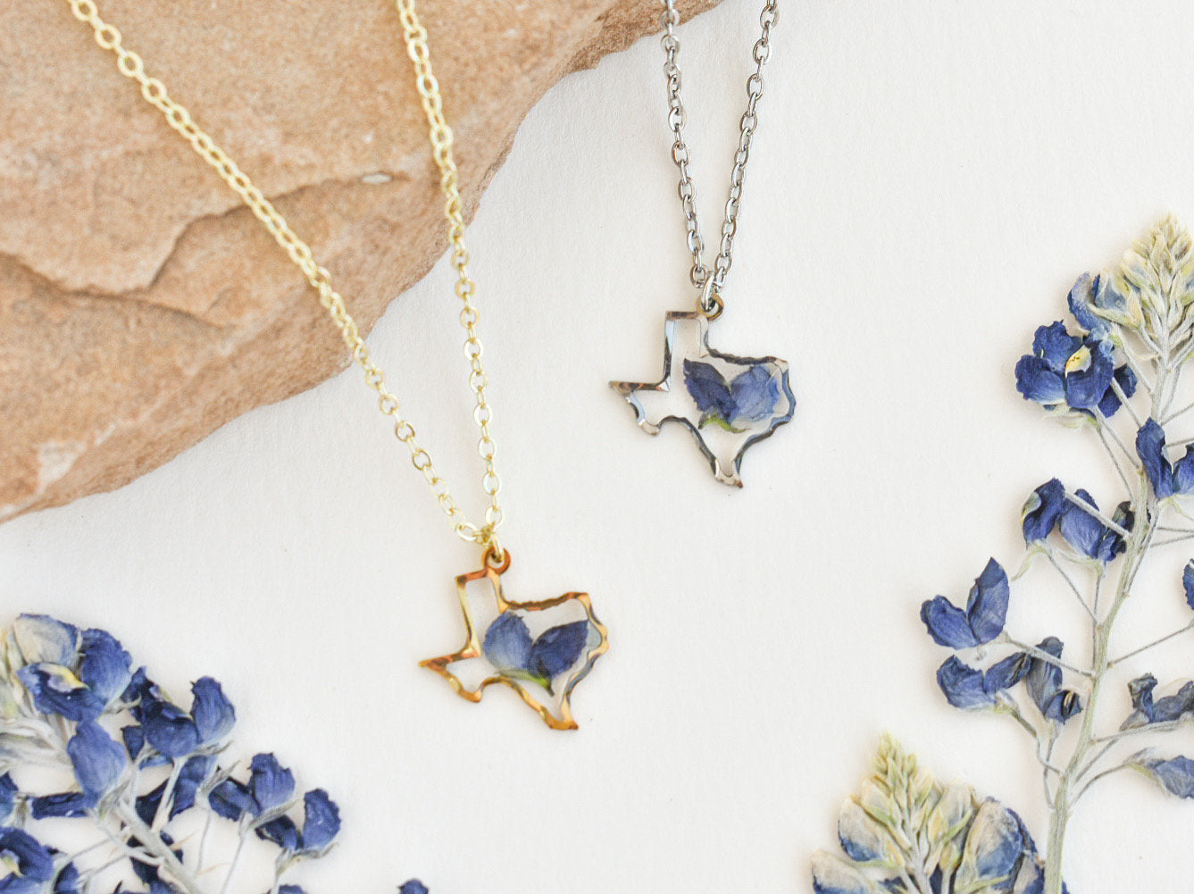 Texas Bluebonnet Flower Necklace: Handmade Resin Jewelry, State Gift
