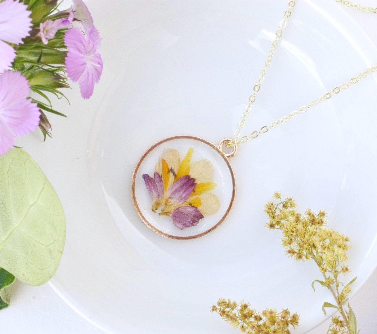 Funeral Flower Keepsake Custom (made to order) pressed flower resin necklaces | gifts for grief | meaningful gifts