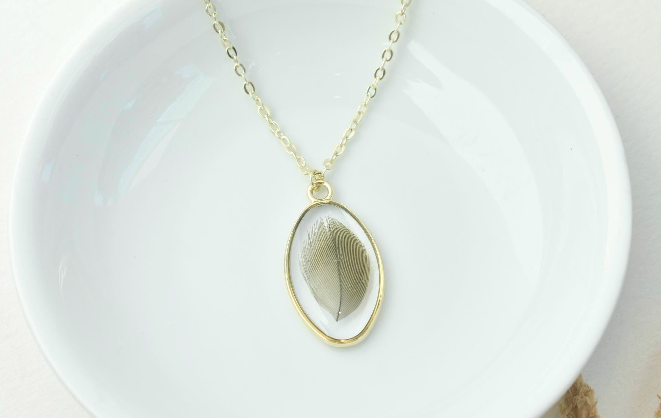 bird feather preservation necklace, bird feather keepsake jewelry, birder gift, gift for bird owner, unique resin jewelry