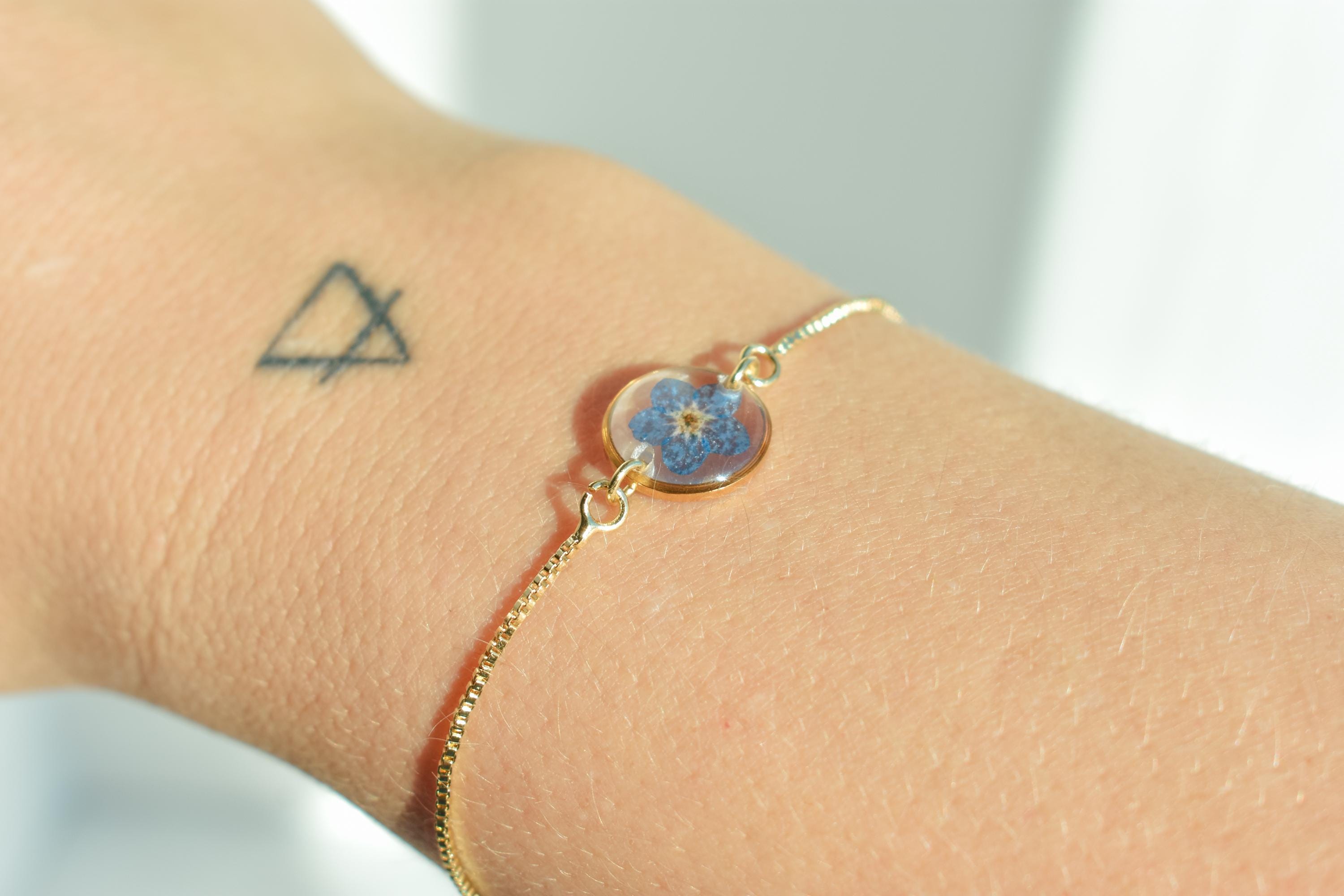 Child Loss Gift for Mothers- Forget Me Not Real Flower Bracelet for Miscarriage/Grief/Loss/Hope/Love