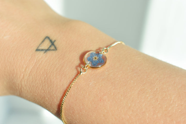 Child Loss Gift for Mothers- Forget Me Not Real Flower Bracelet for Miscarriage/Grief/Loss/Hope/Love