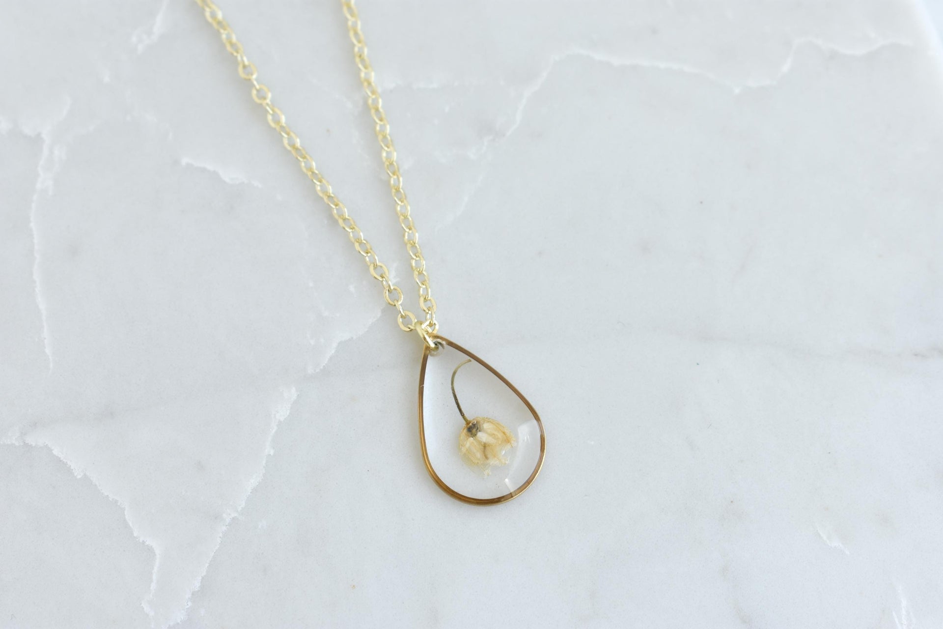 Handmade Lily of the Valley Resin Necklace: Return of Happiness Symbol, May Birthday Flower Gift