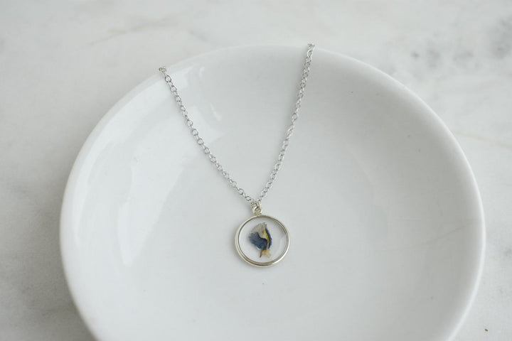 Texas Bluebonnet Flower Waterproof Necklace | Handmade with Real Pressed Flowers l Sterling Silver