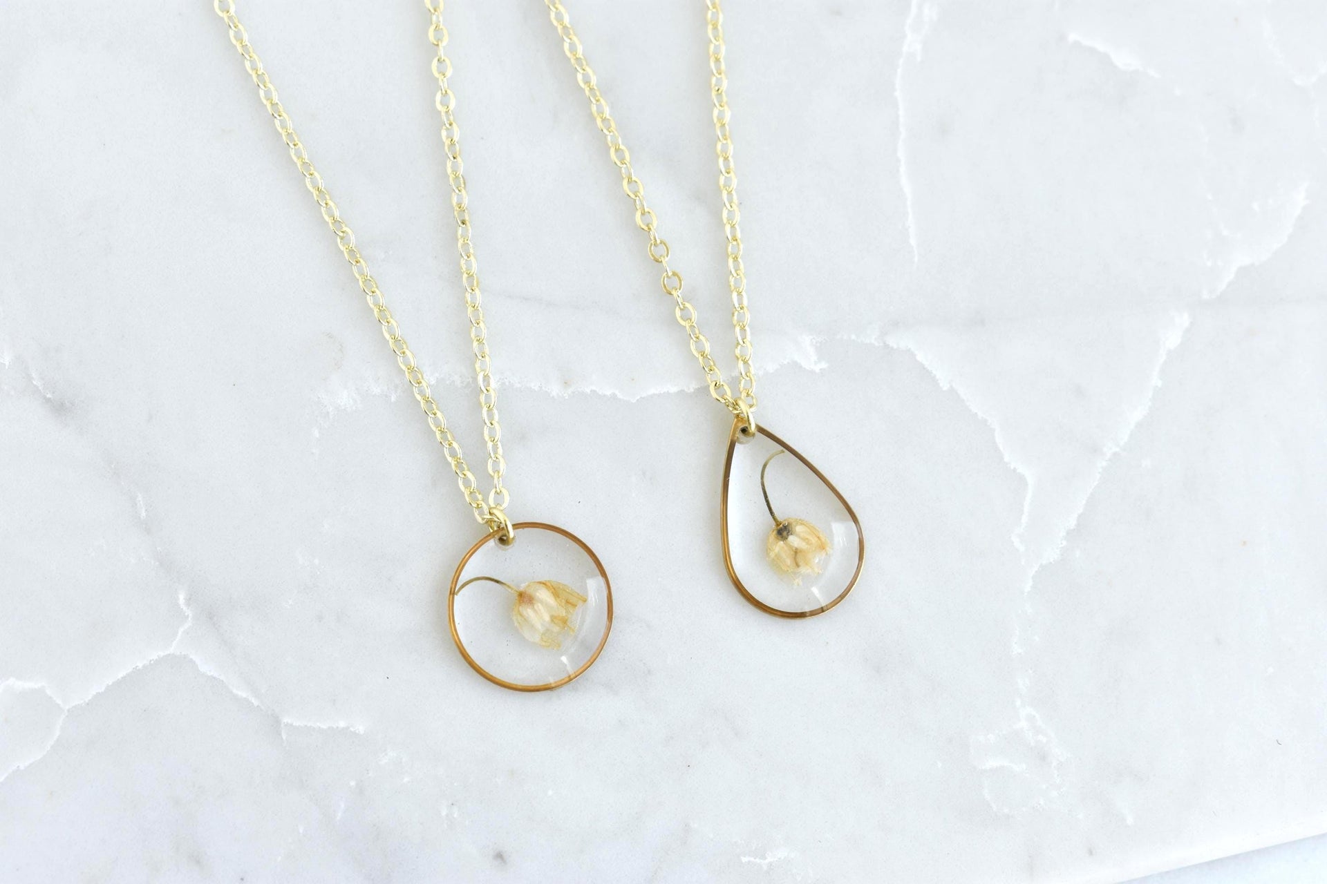 Handmade Lily of the Valley Resin Necklace: Return of Happiness Symbol, May Birthday Flower Gift