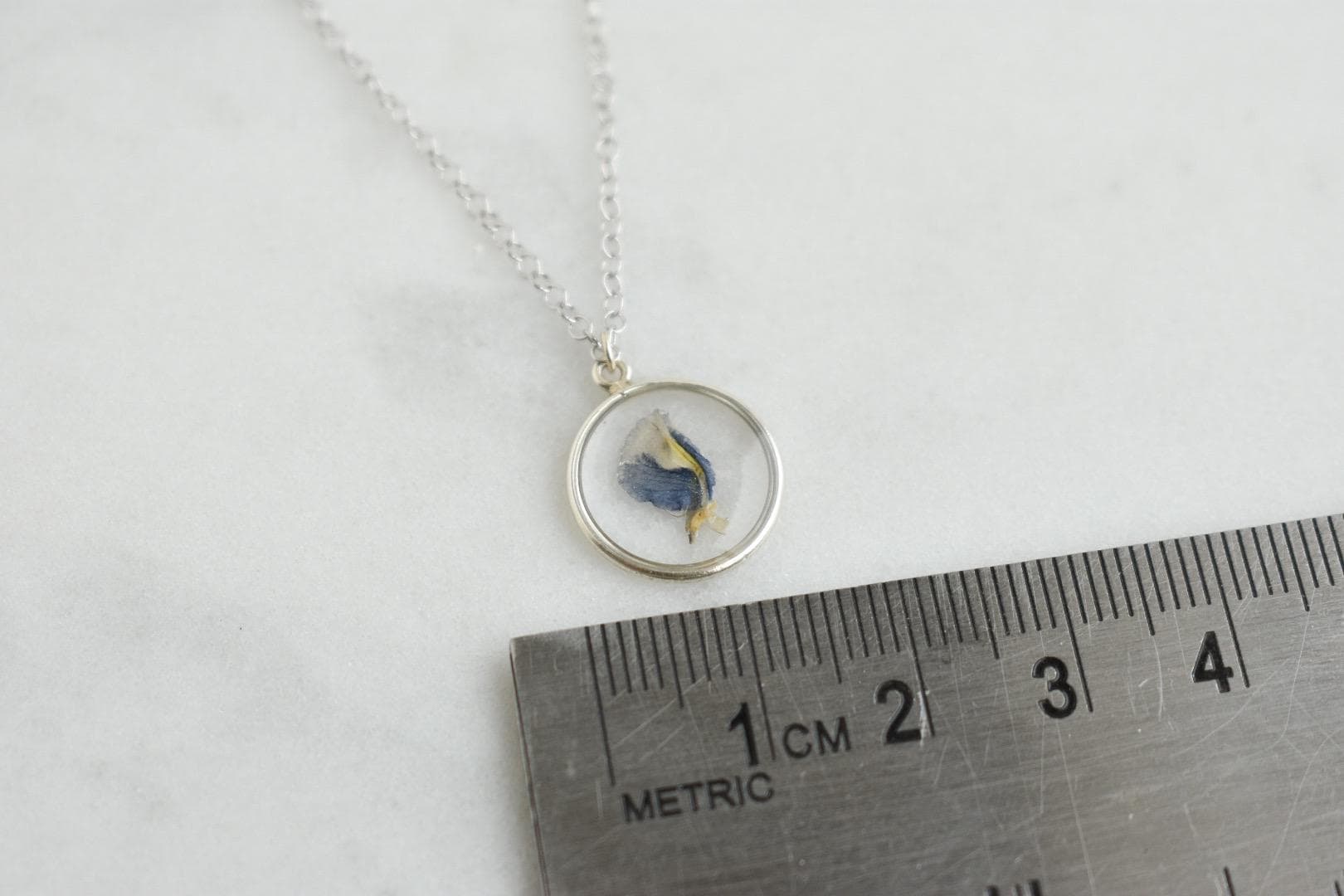 Texas Bluebonnet Flower Waterproof Necklace | Handmade with Real Pressed Flowers l Sterling Silver
