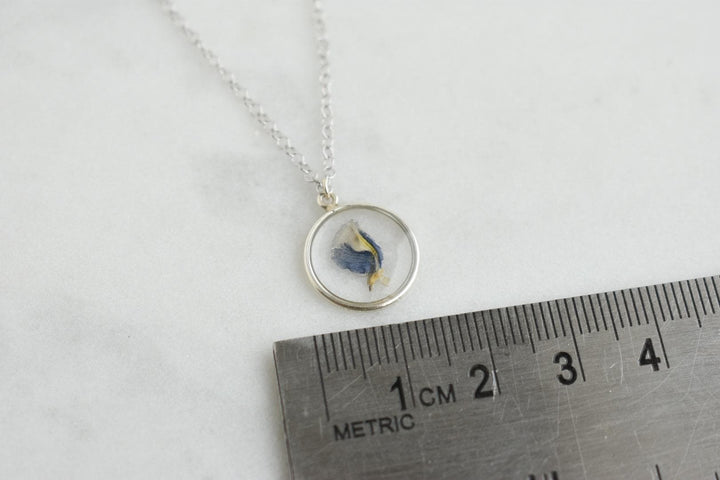 Texas Bluebonnet Flower Waterproof Necklace | Handmade with Real Pressed Flowers l Sterling Silver