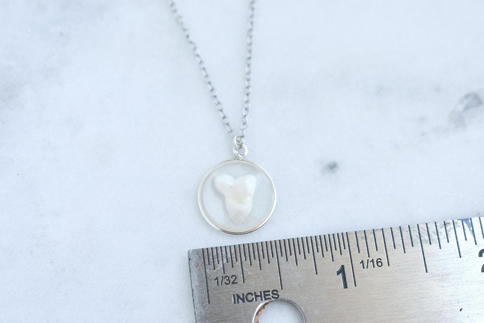 Handmade Pet Tooth Custom Necklace, Gold Filled, Dog or Cat Resin Keepsake Waterproof Jewelry