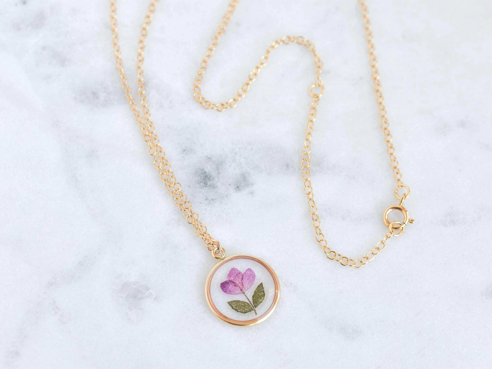 Gold Filled Custom Your Real Flowers (made to order) Resin Necklace l Waterproof Keepsake Jewelry