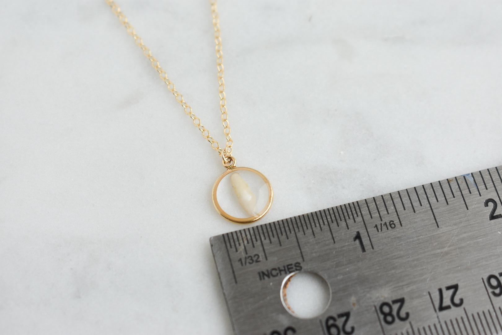 Handmade Pet Tooth Custom Necklace, Gold Filled, Dog or Cat Resin Keepsake Waterproof Jewelry