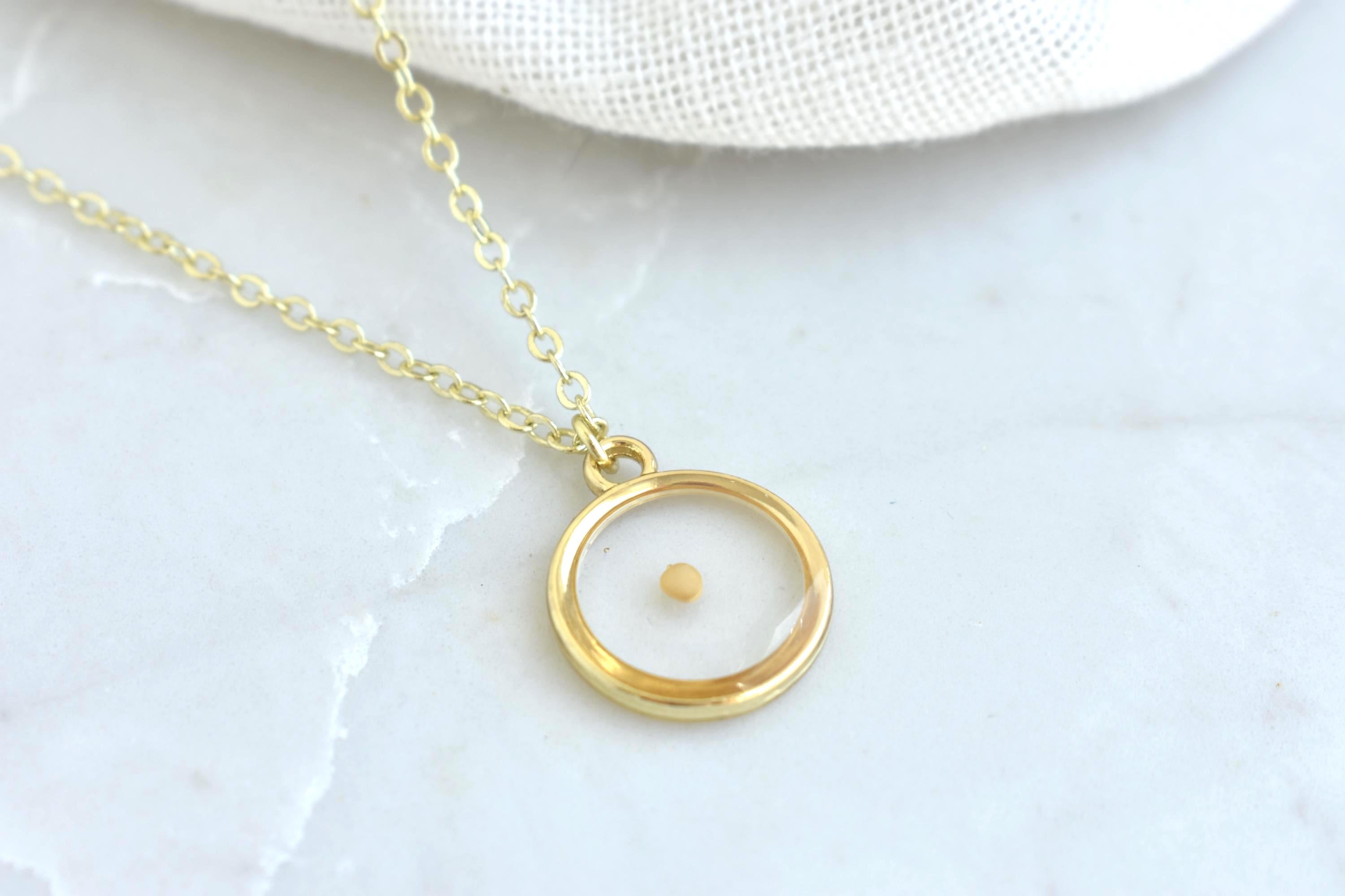Mustard Seed Necklace, Handmade Resin Jewelry, Gift Symbol of Growth and Faith