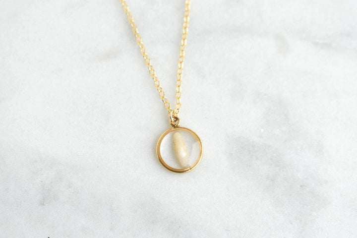 Handmade Pet Tooth Custom Necklace, Gold Filled, Dog or Cat Resin Keepsake Waterproof Jewelry
