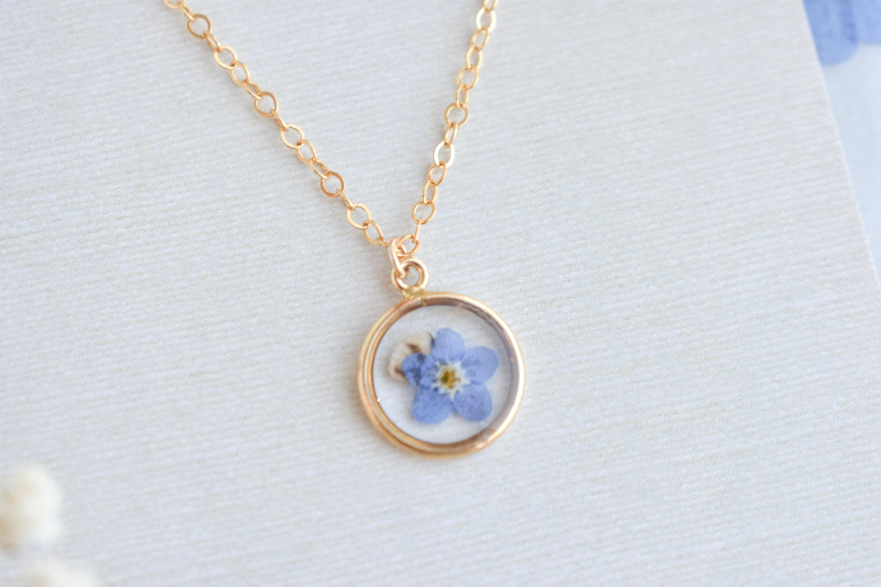 Gold Filled Miscarriage Necklace • Forget Me Not & Baby’s Breath Jewelry • Waterproof Pregnancy Loss Remembrance Gift, Gift for Mothers