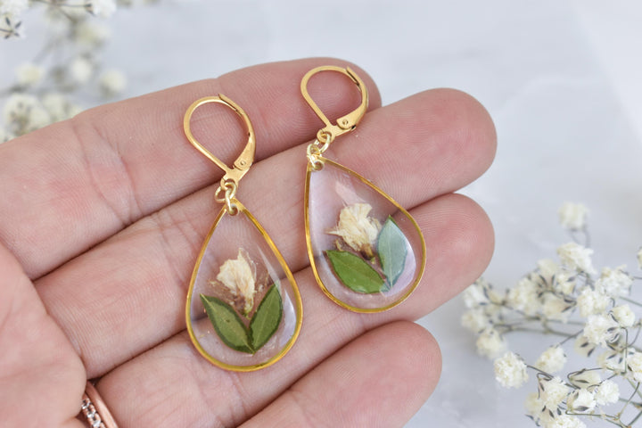 Funeral Flowers Custom (made to order) pressed flower resin earrings