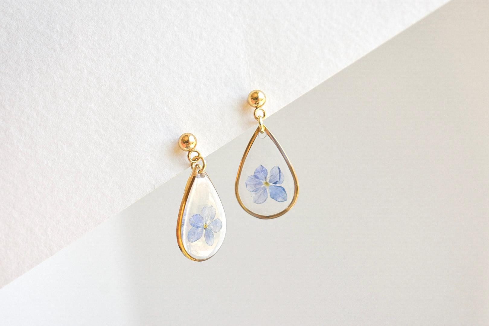 Funeral Flowers Custom (made to order) pressed flower resin earrings