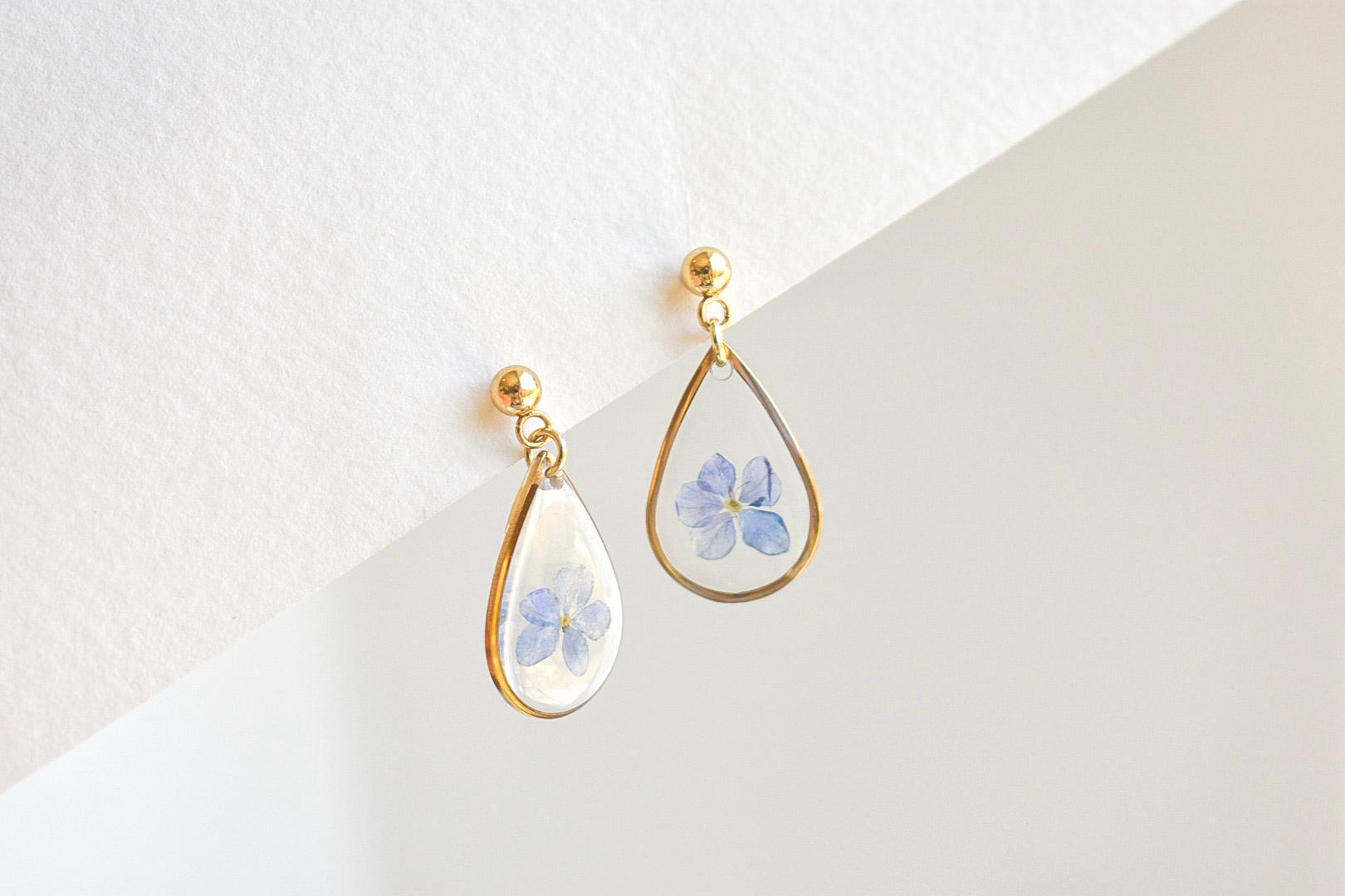Funeral Flowers Custom (made to order) pressed flower resin earrings