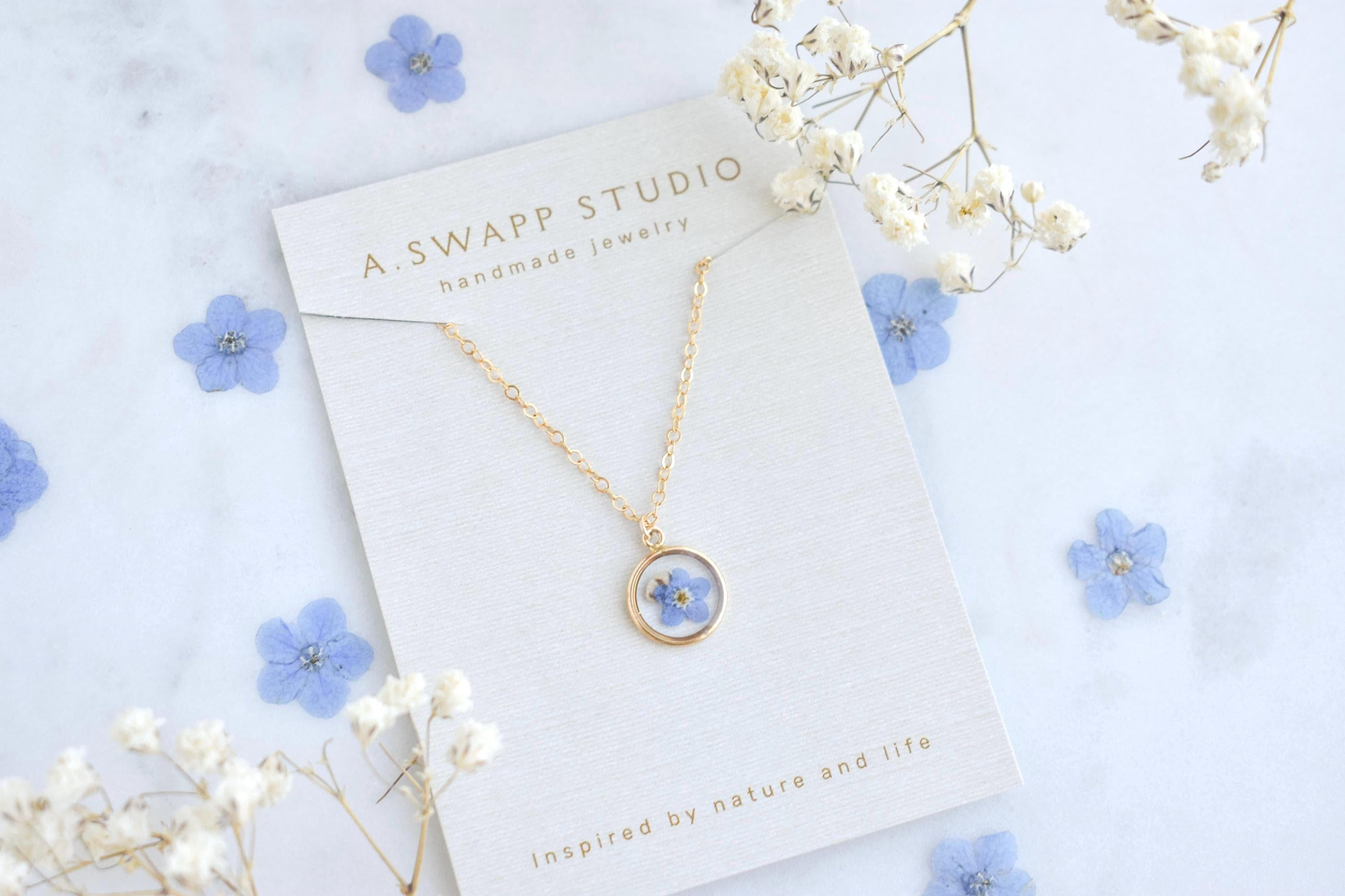Gold Filled Miscarriage Necklace • Forget Me Not & Baby’s Breath Jewelry • Waterproof Pregnancy Loss Remembrance Gift, Gift for Mothers