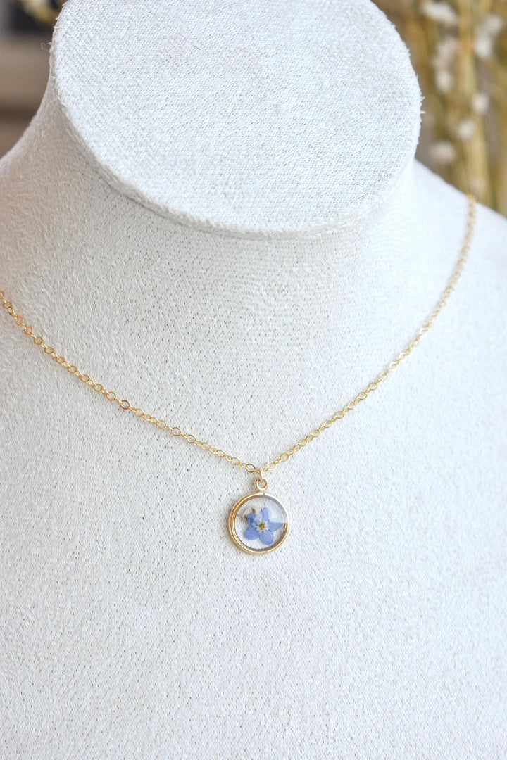 Gold Filled Miscarriage Necklace • Forget Me Not & Baby’s Breath Jewelry • Waterproof Pregnancy Loss Remembrance Gift, Gift for Mothers