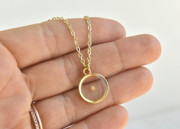 Mustard Seed Necklace, Handmade Resin Jewelry, Gift Symbol of Growth and Faith