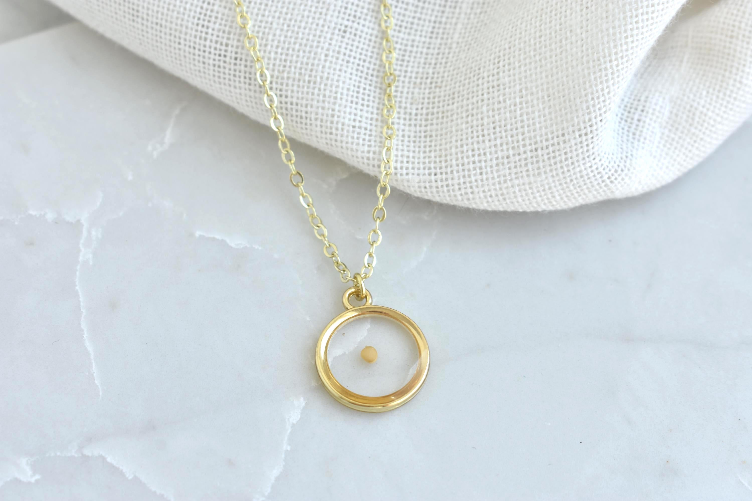 Mustard Seed Necklace, Handmade Resin Jewelry, Gift Symbol of Growth and Faith