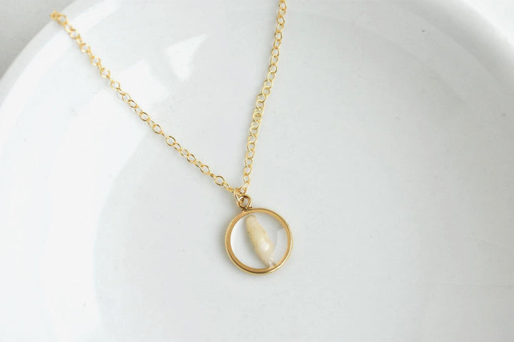 Handmade Pet Tooth Custom Necklace, Gold Filled, Dog or Cat Resin Keepsake Waterproof Jewelry