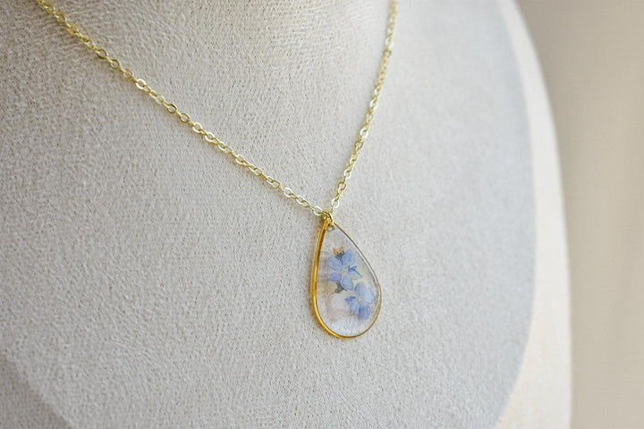 Custom Wedding Jewelry Set, Handmade Resin Necklace and Earrings with Pressed Flower Bridal Bouquet