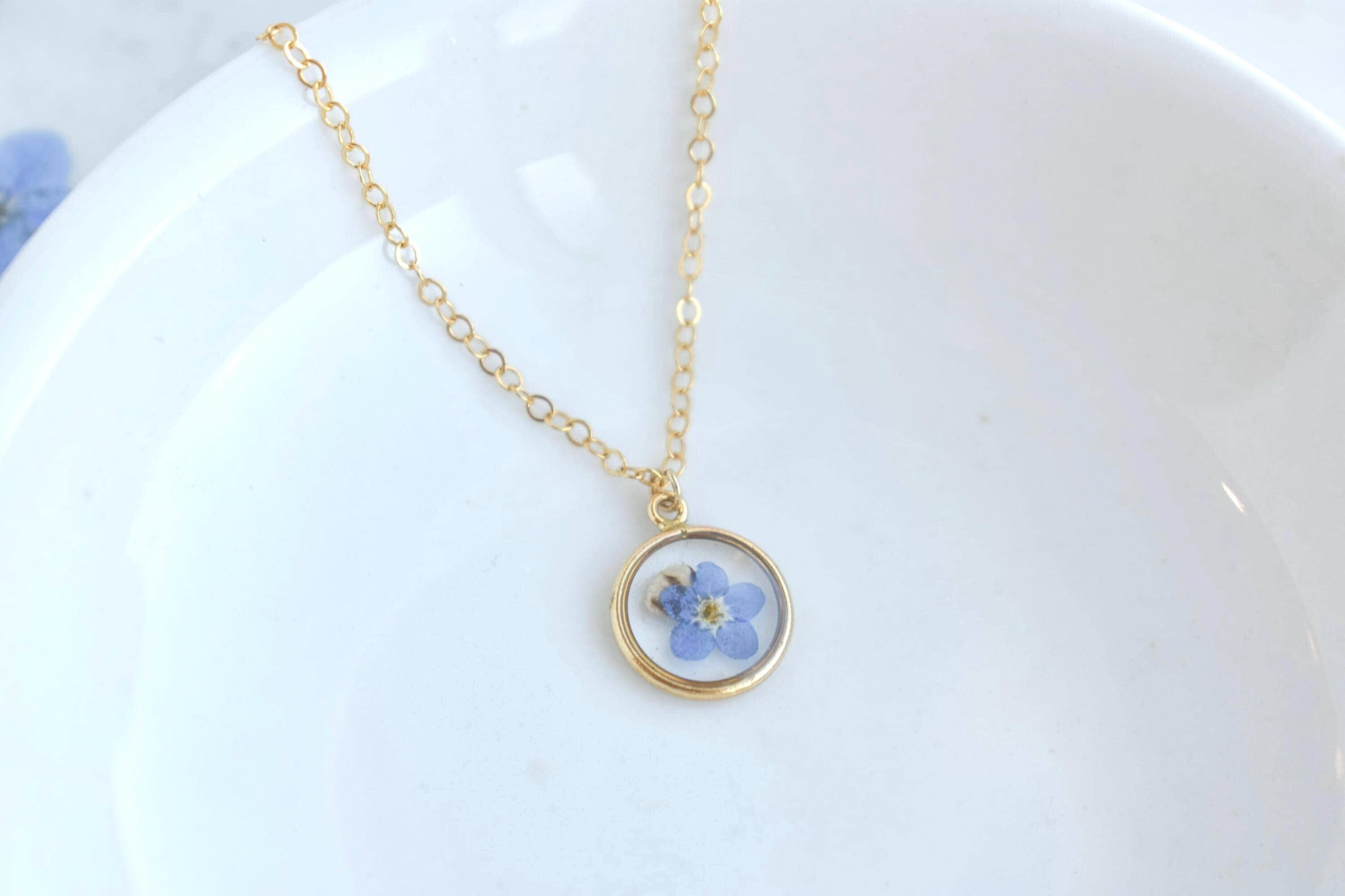 Gold Filled Miscarriage Necklace • Forget Me Not & Baby’s Breath Jewelry • Waterproof Pregnancy Loss Remembrance Gift, Gift for Mothers