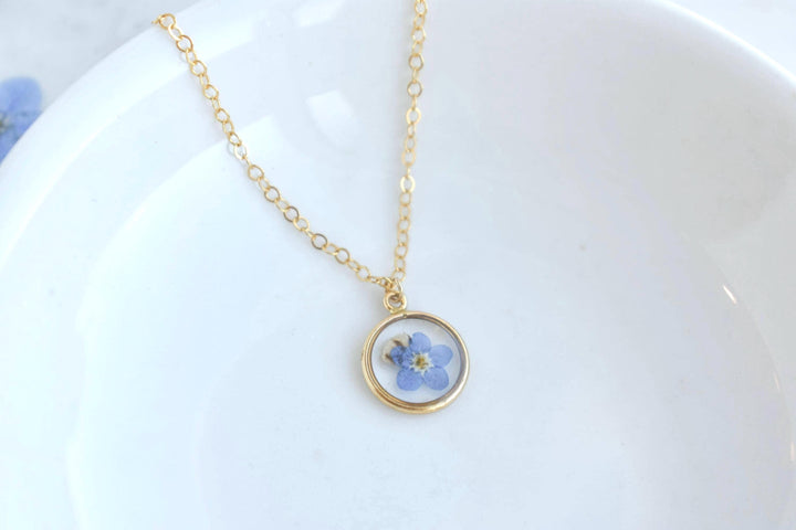 Gold Filled Miscarriage Necklace • Forget Me Not & Baby’s Breath Jewelry • Waterproof Pregnancy Loss Remembrance Gift, Gift for Mothers