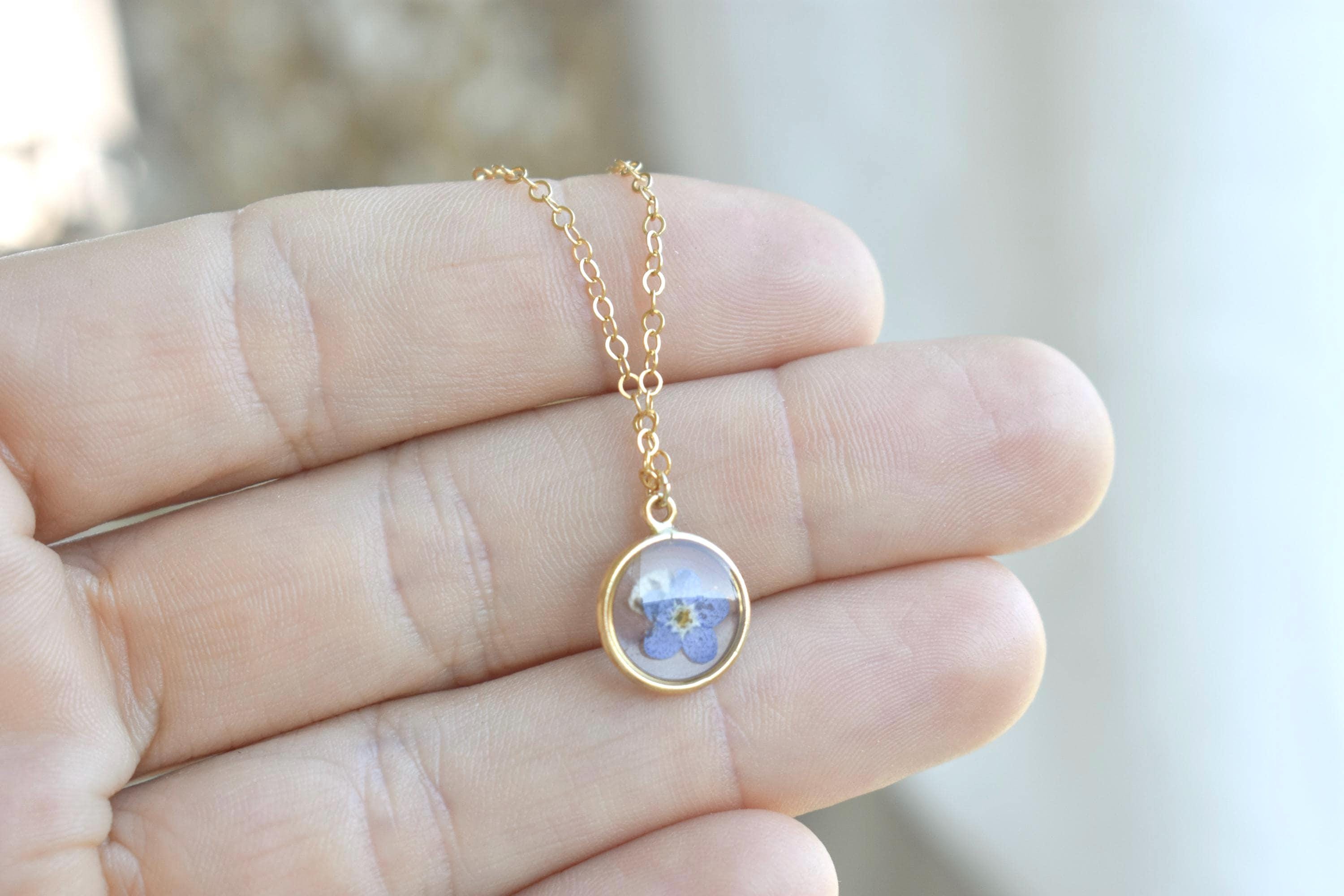 Gold Filled Miscarriage Necklace • Forget Me Not & Baby’s Breath Jewelry • Waterproof Pregnancy Loss Remembrance Gift, Gift for Mothers