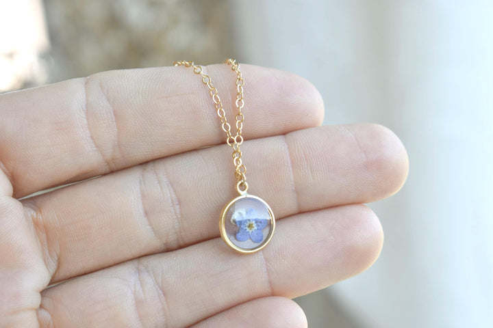 Gold Filled Miscarriage Necklace • Forget Me Not & Baby’s Breath Jewelry • Waterproof Pregnancy Loss Remembrance Gift, Gift for Mothers
