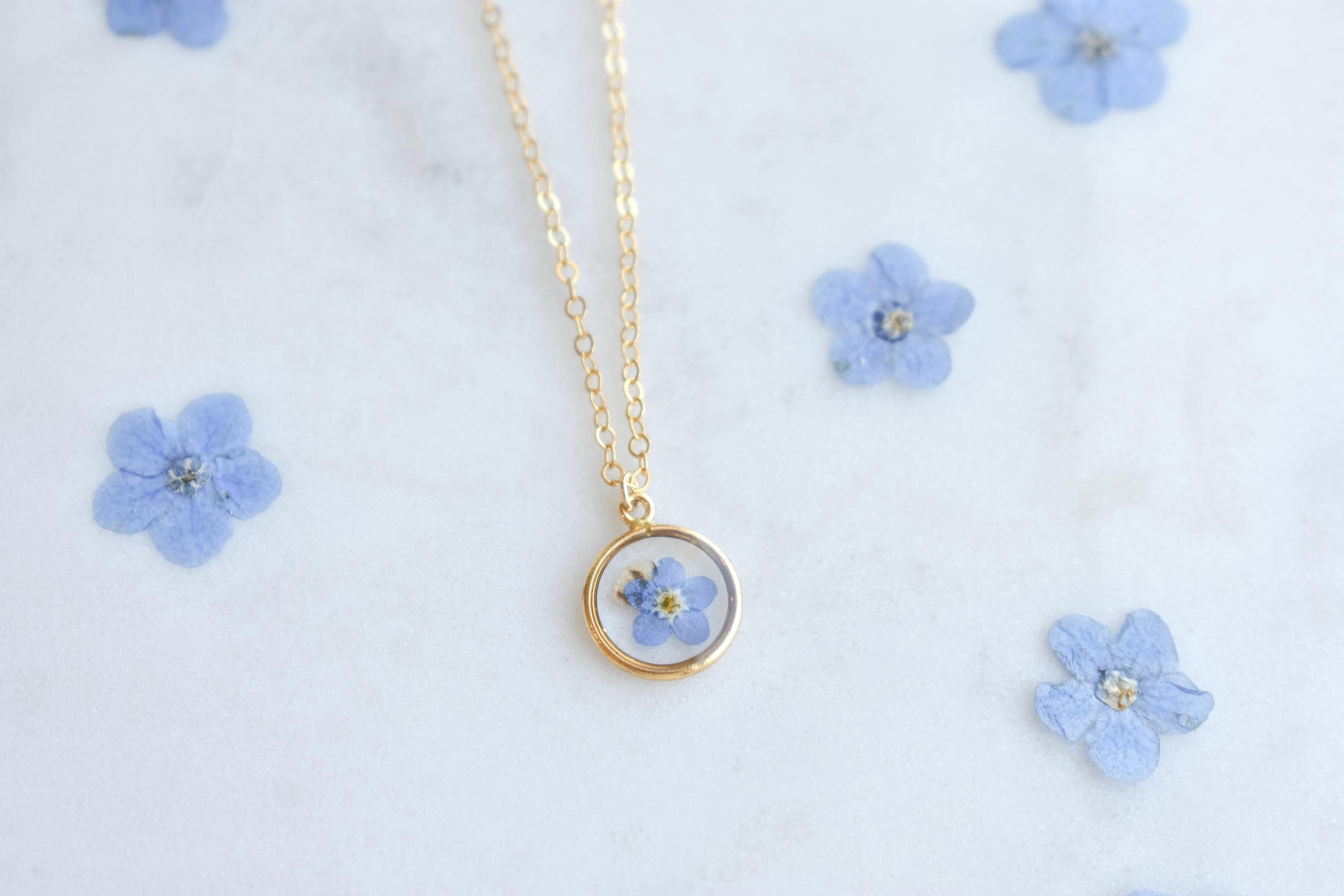 Gold Filled Miscarriage Necklace • Forget Me Not & Baby’s Breath Jewelry • Waterproof Pregnancy Loss Remembrance Gift, Gift for Mothers