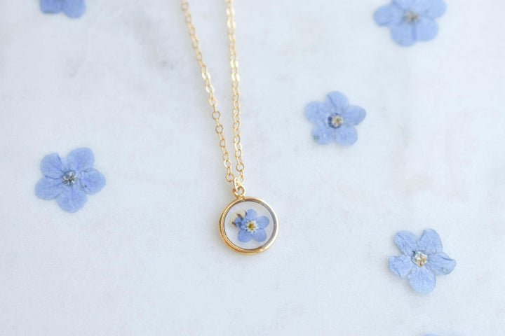 Gold Filled Miscarriage Necklace • Forget Me Not & Baby’s Breath Jewelry • Waterproof Pregnancy Loss Remembrance Gift, Gift for Mothers