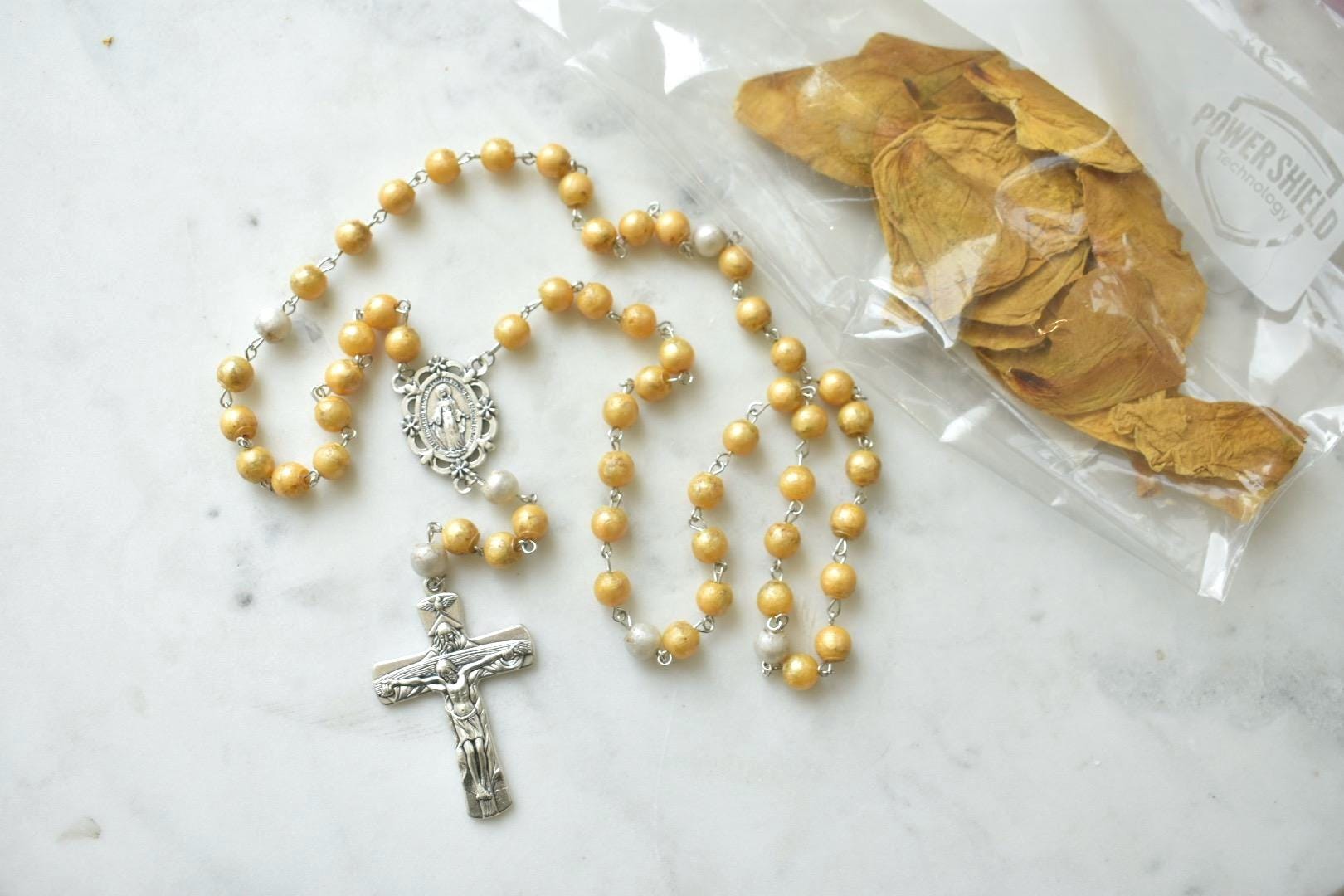 Flower Memorial Rosary : Flower Petals from Wedding, Funeral, Baptism, Shower, Anniversary, Birth, Special Occasion