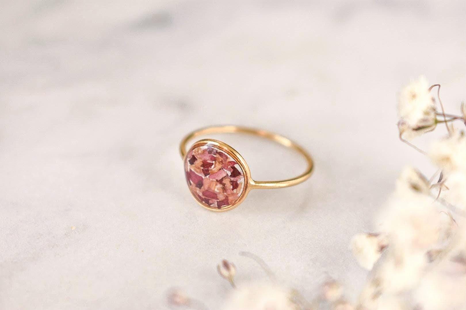 Custom Ring 14k Gold Filled, Handmade Dried or Pressed Flower Resin Jewelry, Gift for Her, Mothers, Friends, etc.
