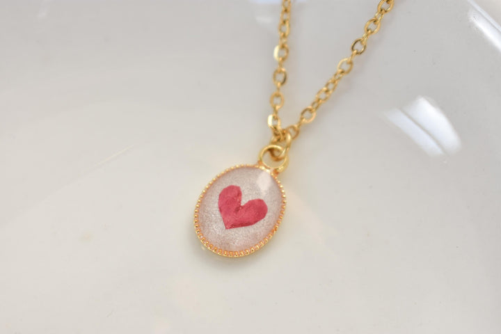 Rose Heart Handmade Resin Necklace, Real Flowers, Valentines Day Gift, Best Friend Jewelry