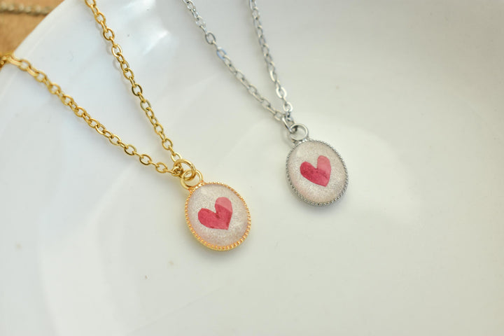 Rose Heart Handmade Resin Necklace, Real Flowers, Valentines Day Gift, Best Friend Jewelry