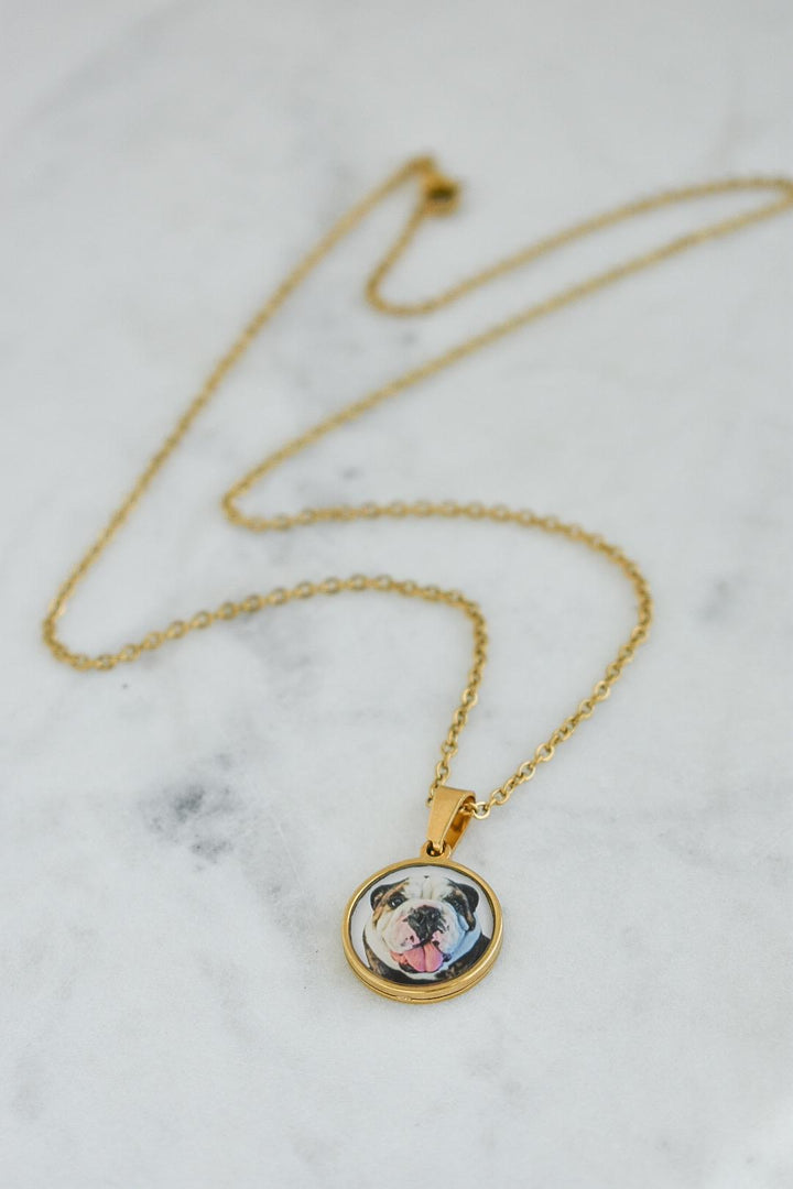 Custom Bulldog Photo Necklace – Personalized Gift Pet Portrait Jewelry – Keepsake for Bulldog Owners