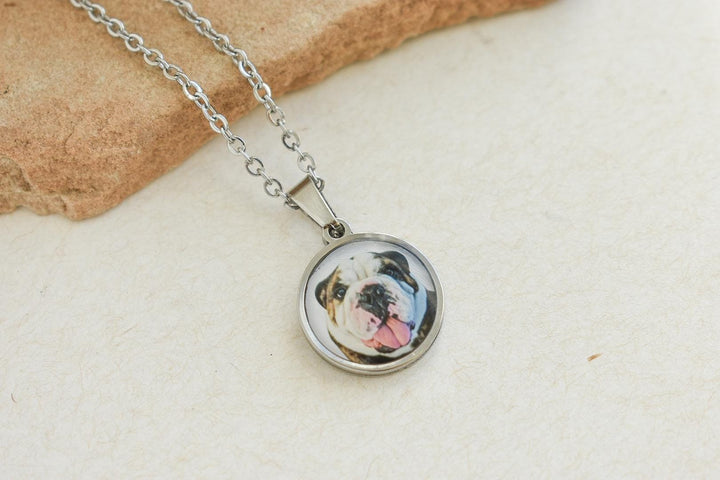 Custom Bulldog Photo Necklace – Personalized Gift Pet Portrait Jewelry – Keepsake for Bulldog Owners