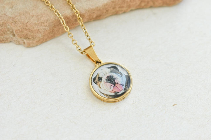 Custom Bulldog Photo Necklace – Personalized Gift Pet Portrait Jewelry – Keepsake for Bulldog Owners