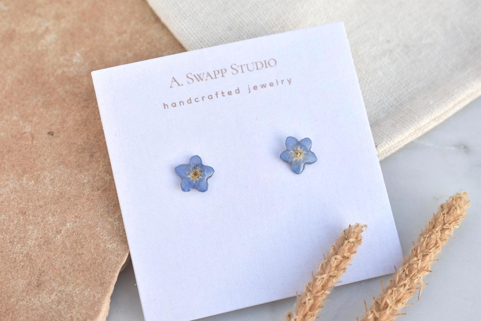 Dainty Forget Me Not Flower Earrings |Handmade Resin Jewelry | Made with Real Wildflowers