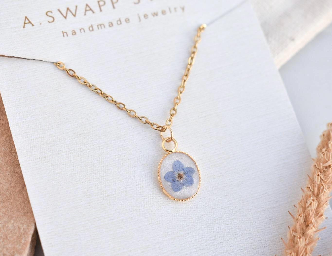 Forget Me Not Flower Necklace | Handmade Resin Jewelry