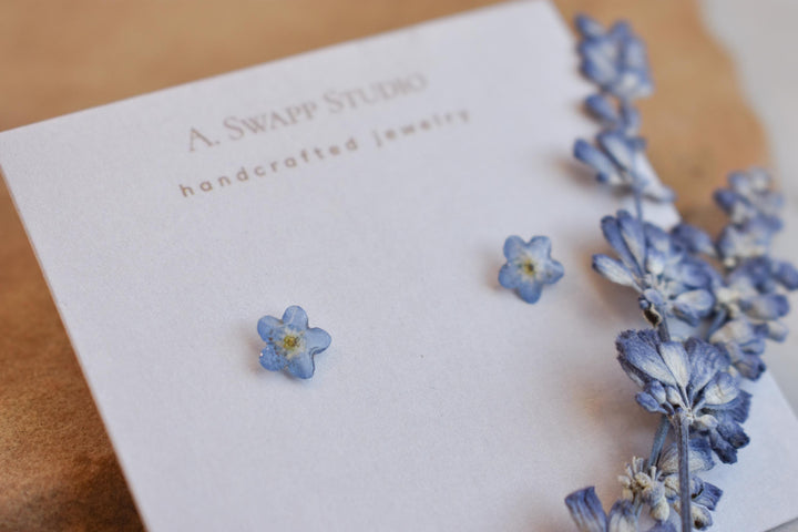 Dainty Forget Me Not Flower Earrings |Handmade Resin Jewelry | Made with Real Wildflowers