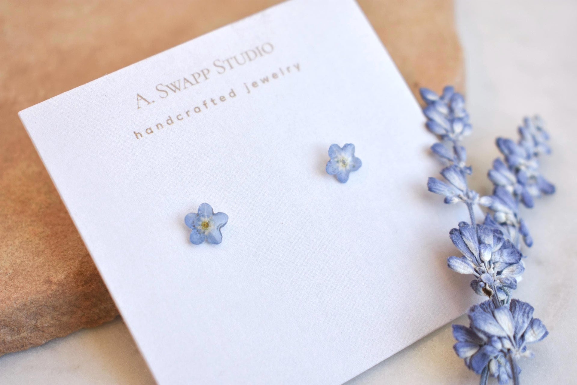 Dainty Forget Me Not Flower Earrings |Handmade Resin Jewelry | Made with Real Wildflowers