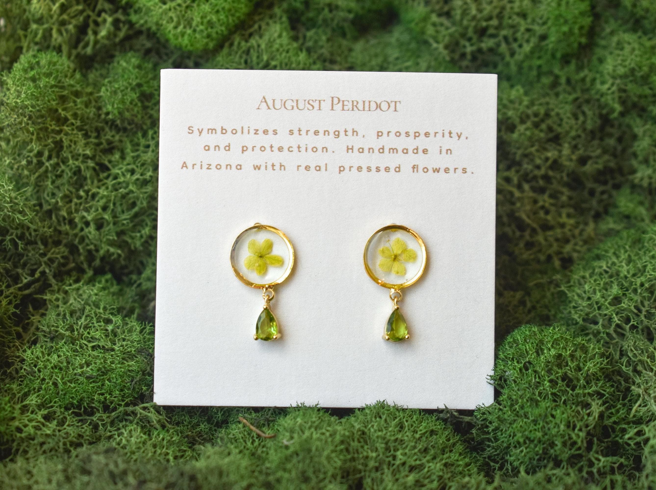 Handmade Birth Month Gemstone and Flower Dangle Earrings