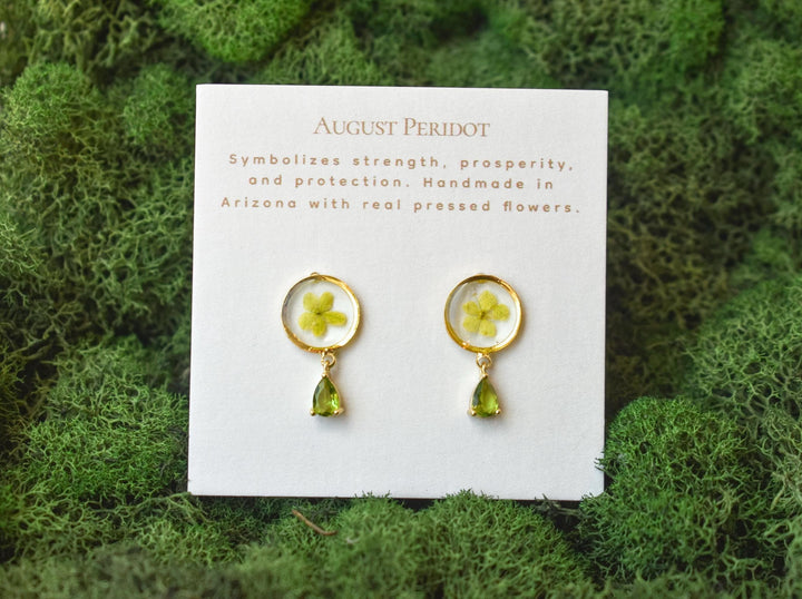 Handmade Birth Month Gemstone and Flower Dangle Earrings